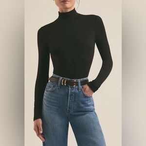 Favorite Daughter The Ribbed Long Sleeve Turtleneck Black Size Small